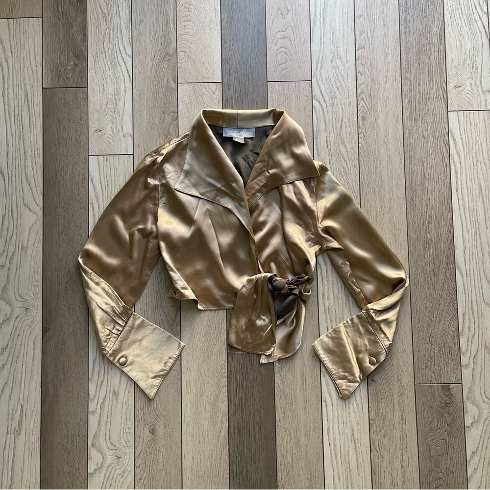 Estella USA Gold Satin Collar Blouse